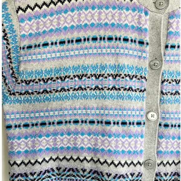 Talbots Fair Aisle Cardigan Sweater Size 2X Purple Gray Black Soft Cozy Warm - Picture 4 of 6